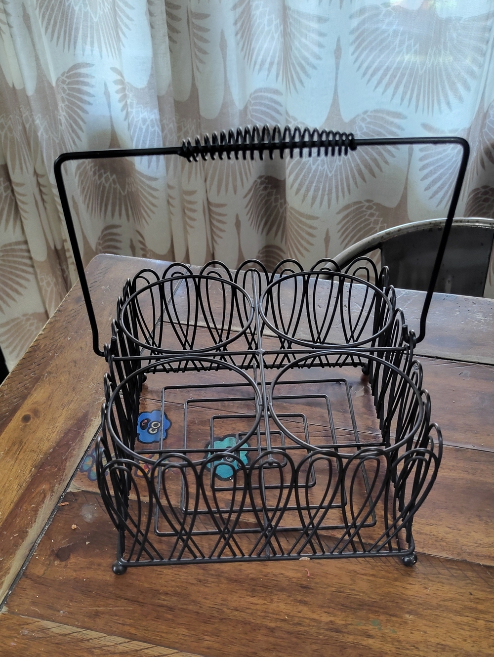 Black Wire jar Caddy Basket with Handle